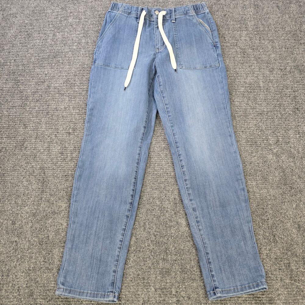Judy Blue Jeans Womens 7/28 Light Wash Jogger Straight Drawstring